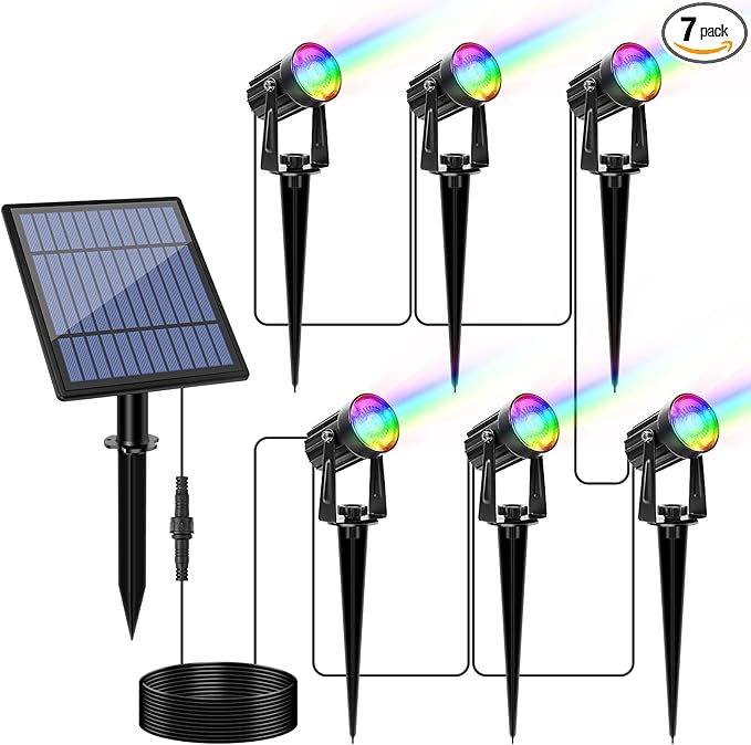 APONUO Christmas Solar Spot Lights Outdoor Color Changing, 2 Colors Modes Metal by APONUO