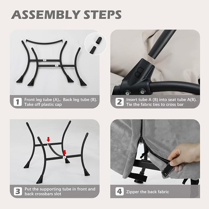 Lazy Chair with Folding Ottoman, Leisure Sofa Chair, Soft Fabric Armchair with - Image 6