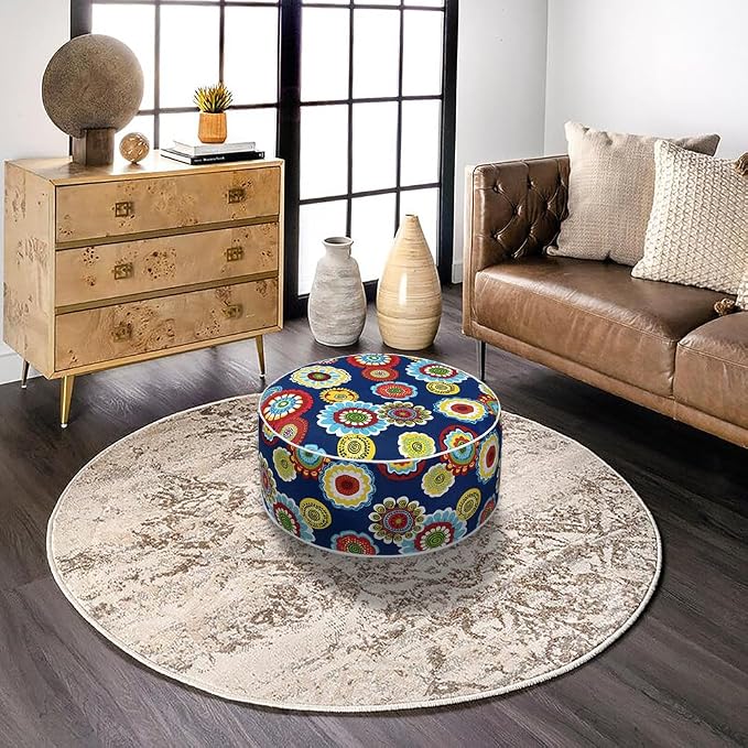 Magpie Fabrics Indoor/Outdoor Inflatable Stool Ottoman Pouf, Water Repellent - Image 2