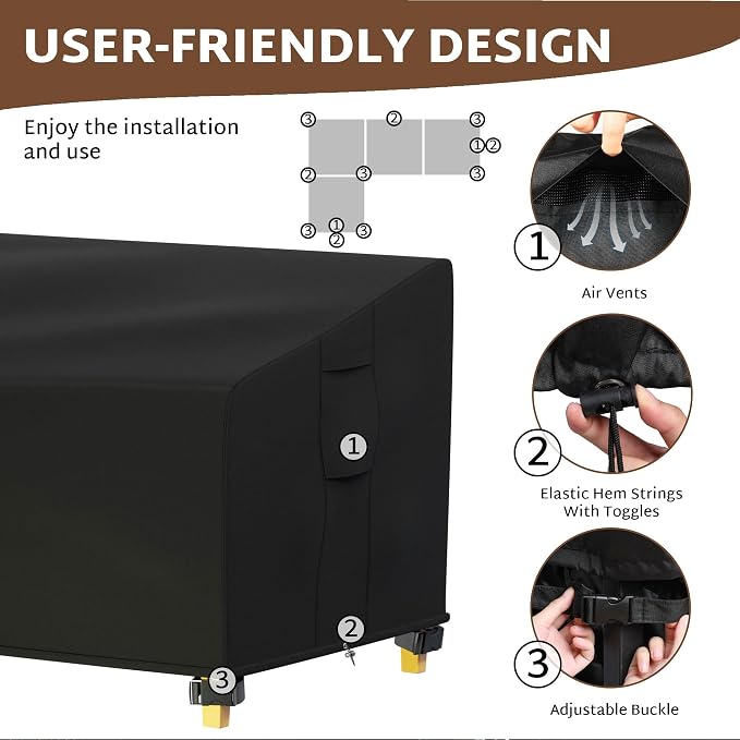 iBirdie Outdoor Patio Furniture Cover fit 87" x 112", Waterproof Weatherproof - Image 3