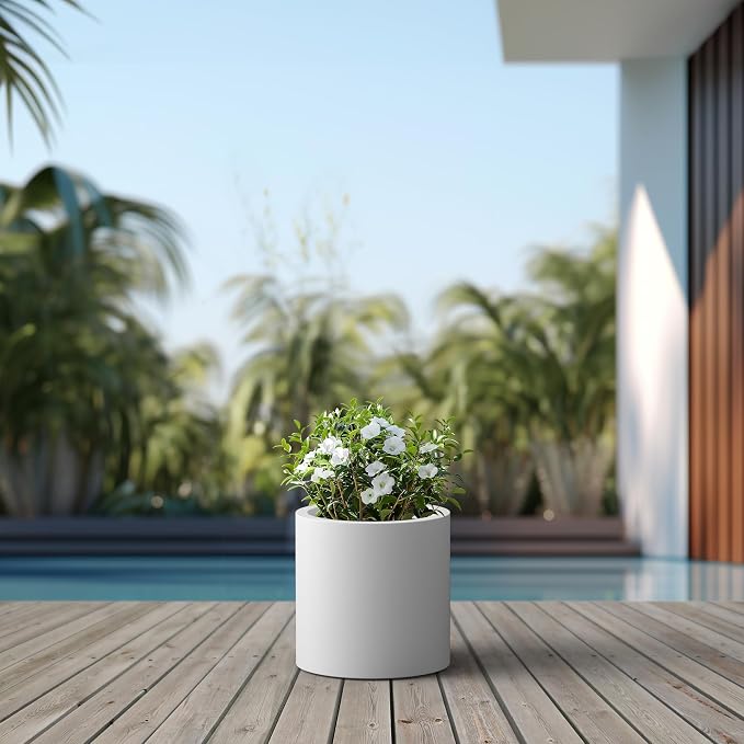 Kante 12.6" Dia Round Concrete Planter, Modern Style Large Cylindrical Plant Pot - Image 6
