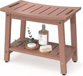 Shower Bench for Inside Shower, Teak Brown HDPE Shower Stool Waterproof by BEKVEMLIVING