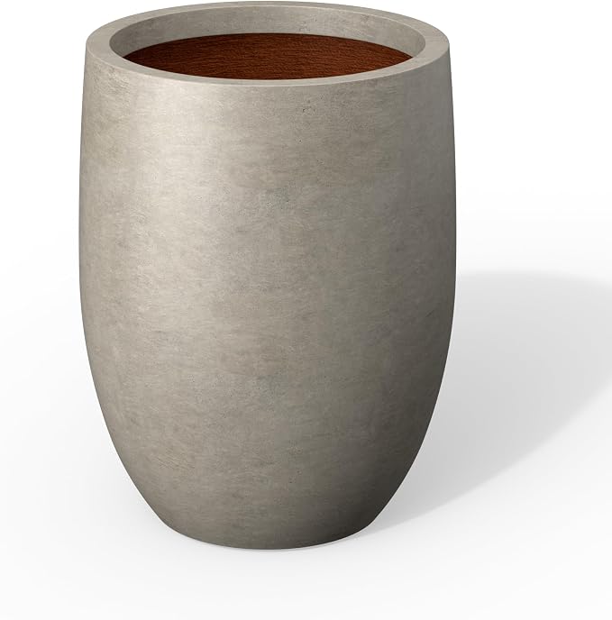 Kante 16.5 Inch Tall Concrete Planter, Large Indoor Outdoor Plant Pot by Kante