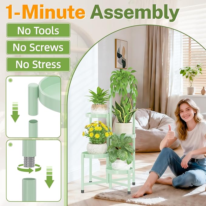 iDavosic.ly Plant Stand Indoor Outdoor, 5 Tier Corner Metal Flower Display - Image 2