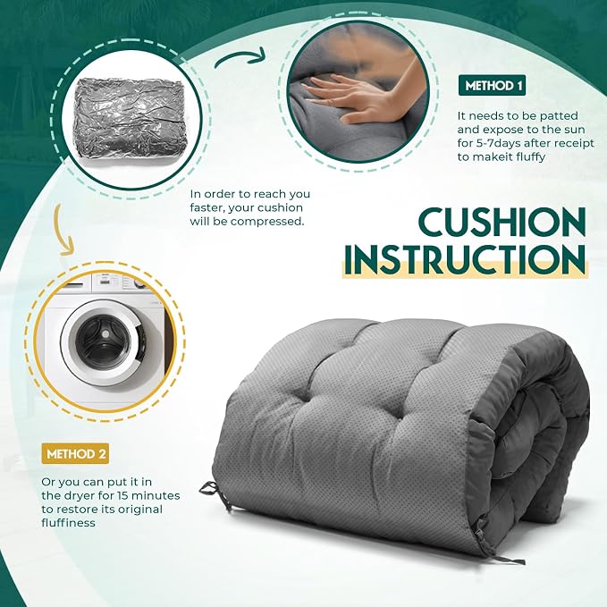 Outdoor Chaise Lounge Chair Cushion 74.4 x 22 x 4.7 Inches Non-Slip Lounge - Image 7
