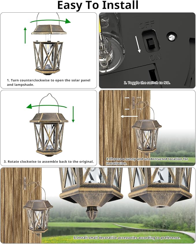 Solar Lantern Outdoor Waterproof, Metal Solar Lights Outdoor - Image 4