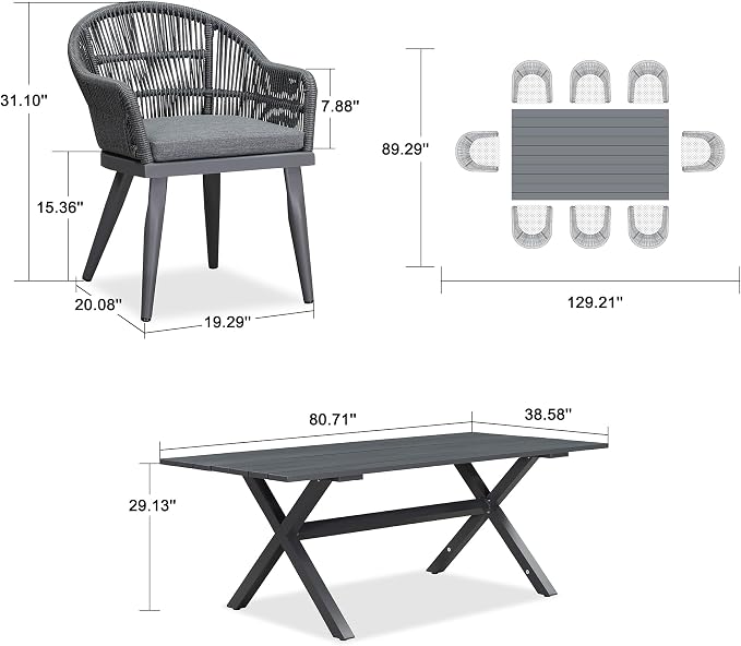 PURPLE LEAF 9 Pieces Patio Dining Set - Image 7