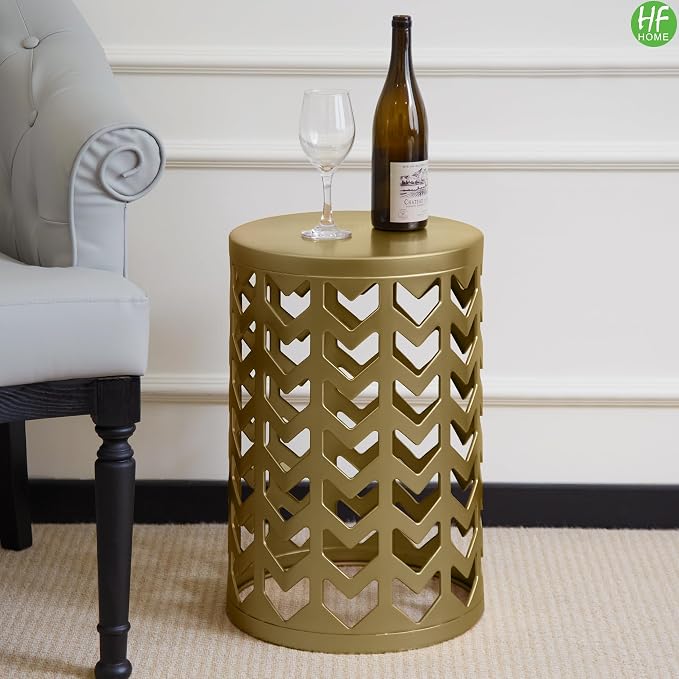 Nesting Side Table Set of 3 Decorative Round Garden Stools - Image 7