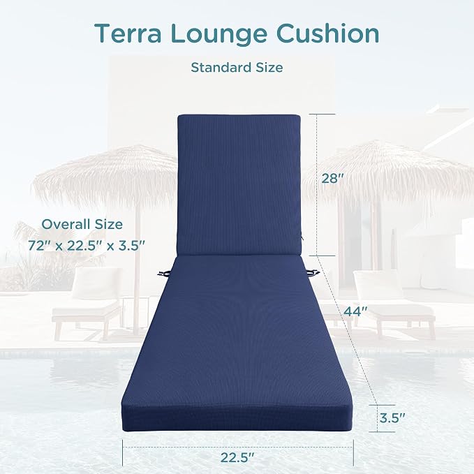 Codi Chaise Lounge Cushions Outdoor, Pool Lounges Chair Cushion Set, Waterproof - Image 3