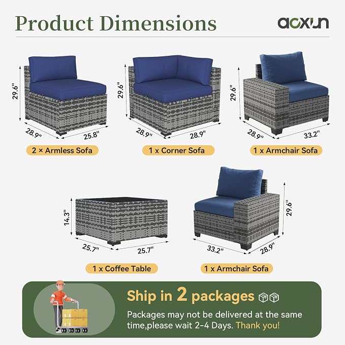 Aoxun 6 Piece Patio Furniture Set - Image 7