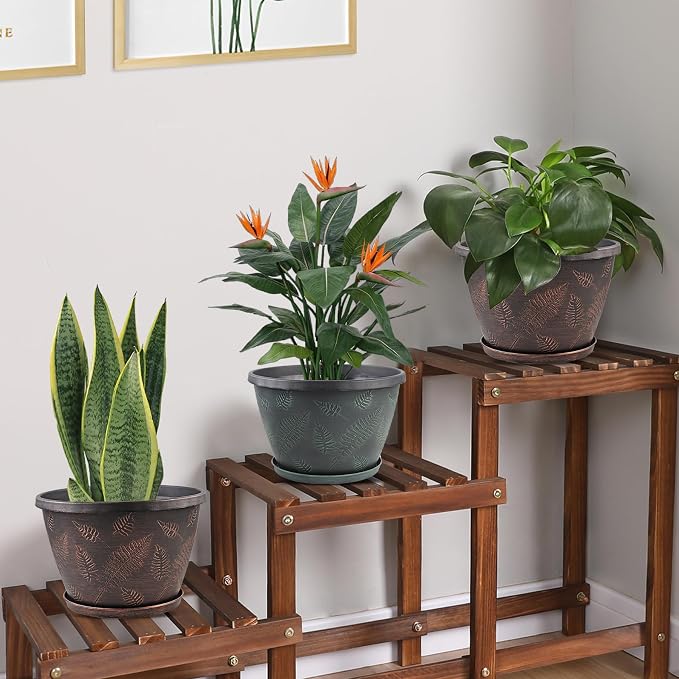 11 inch Plant Pot, 3 Pack Large Pots - Image 4