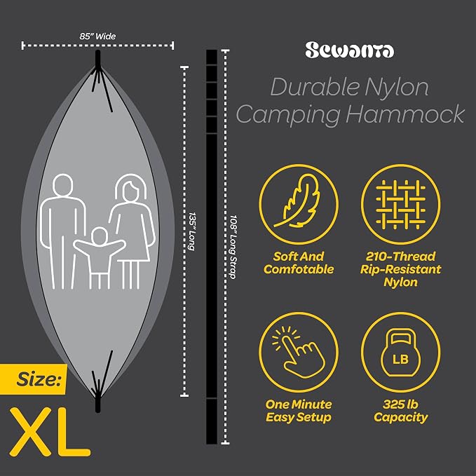 Durable Hammock 550 lb Capacity, Nylon Camping Hammock Chair - Image 8