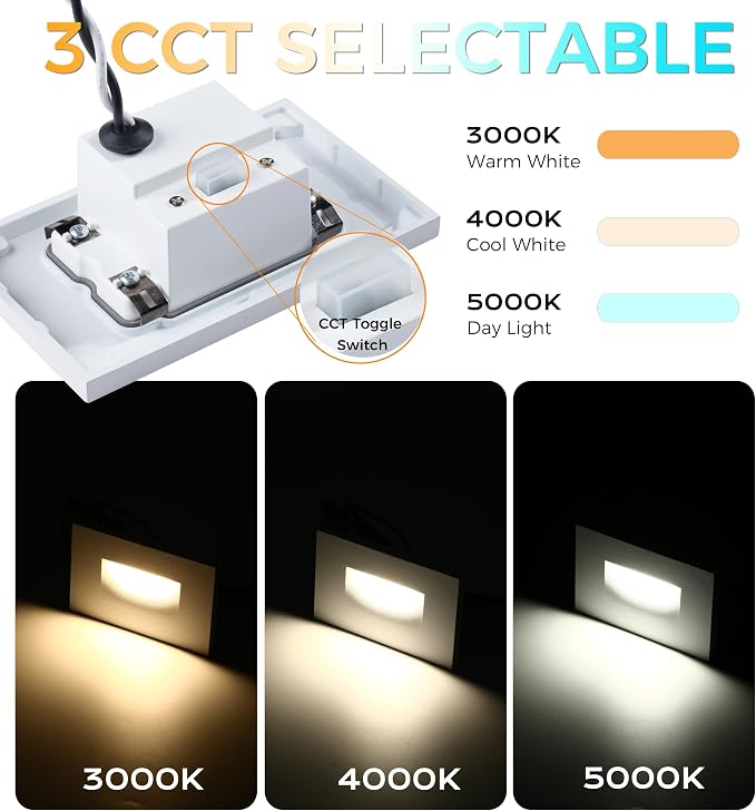 CLOUDY BAY 12V Low Voltage 3 Color Indoor and Outdoor LED Step Light, - Image 3