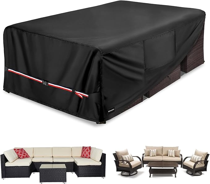 Rectangular Patio Furniture Covers, Upgraded 600D Heavy Duty Outdoor Furniture by Rileytee
