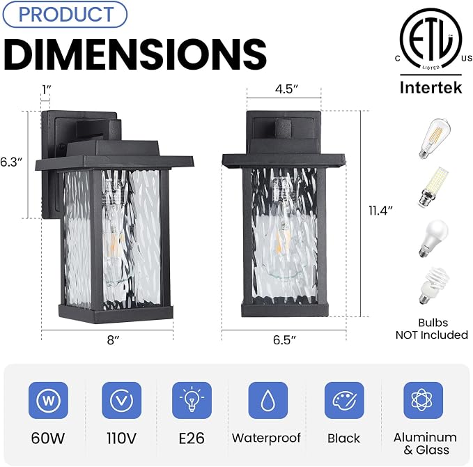 Outdoor Wall Light Fixtures, Modern Exterior Wall Mount Lanterns, Outside Wall - Image 5