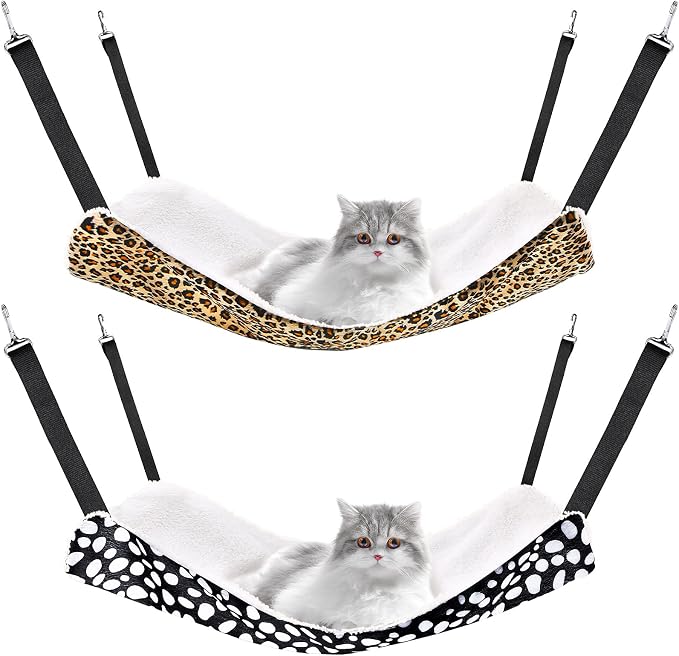 Jetec 2 Pack Cat Hammock for Cage, Catio Accessories Reversible Soft Cats Bed by Jetec