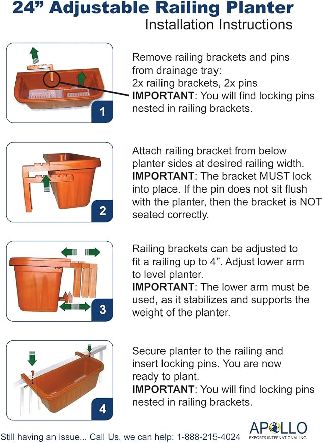 Apollo Exports International 24" Adjustable Railing Planter - Image 5