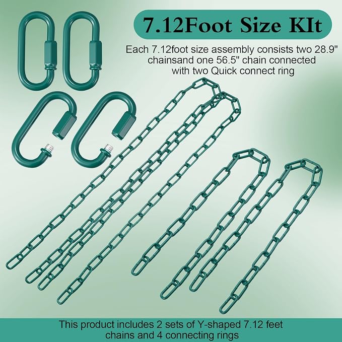 Heavy Duty Porch Swing Hanging Chain Kit 1500 Lbs Capacity, 4 Quick Links & 2 - Image 3