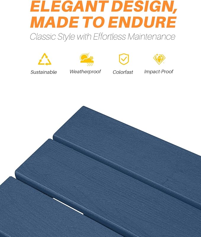HDPE Outdoor Dining Table, 66.9” Rectangle Patio Dining Table - Image 6