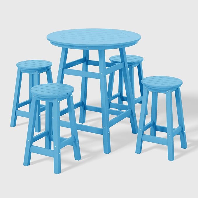 WestinTrends Malibu 5-Piece HDPE Outdoor Patio Dining Bar Bistro Table Set by WestinTrends