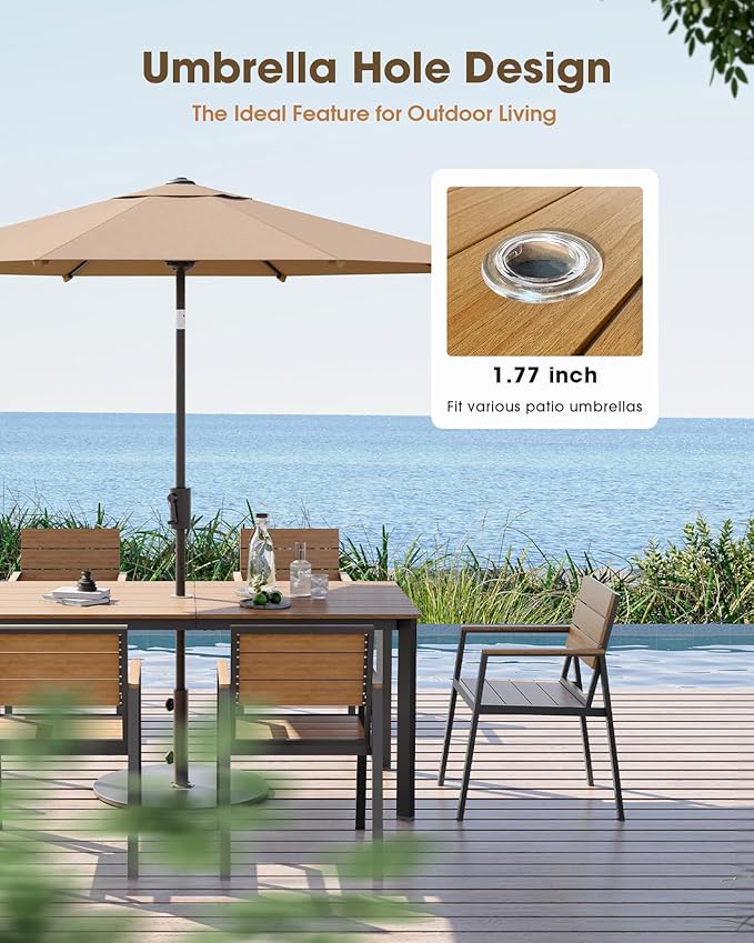 Outdoor Patio Dining Table, Aluminum & HDPS Outdoor Table - Image 2