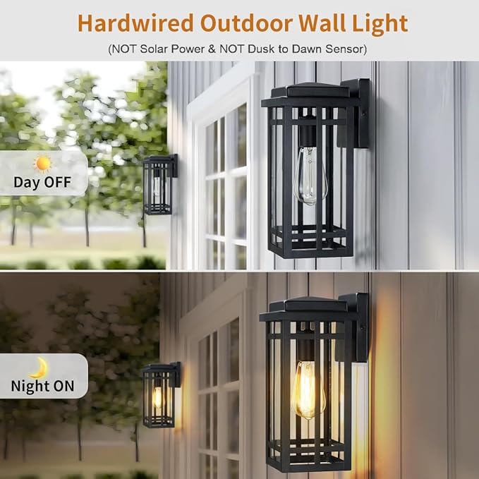 12'' Outdoor Wall Light Fixtures 2 Packs, Exterior Lighting Fixtures Wall - Image 3