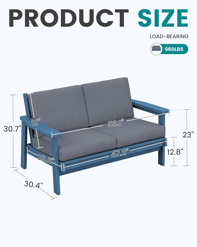 SERWALL HDPE Outdoor Patio Loveseat - Image 2