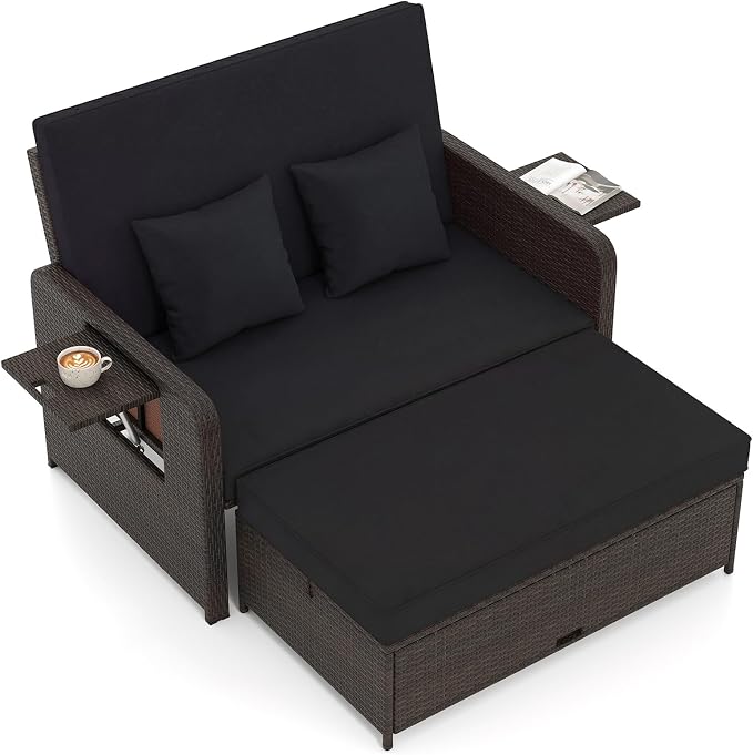Tangkula Patio Rattan Daybed by TANGKULA