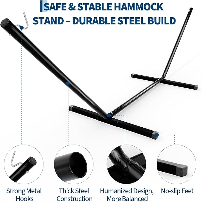 12 FT Outdoor Hammock Stand Heavy Duty Steel, Portable 2 Person Hammock Frame - Image 5