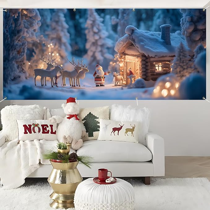 ANNA QUEEN Christmas Garage Door Banner 6×13 FT, Cozy Cabin - Image 6