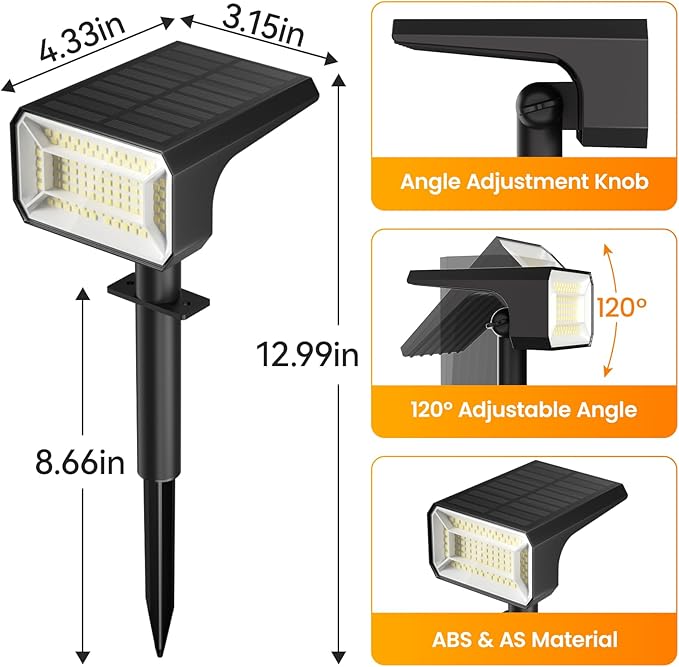 Fabrito Solar Spot Lights Outdoor 10 Pack, Auto On/Off Spotlights, IP67 - Image 8