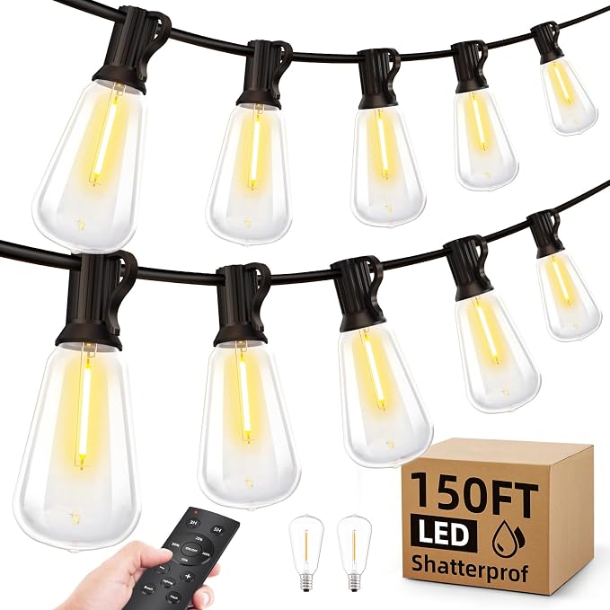 Outdoor String Led Patio Lights - 150Ft 45M Outside Waterproof Light by MGVIH