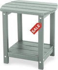 Adirondack Square Outdoor Side Table, 2-Tier Storage Patio Side Table, HDPE End by GARDENSTAR