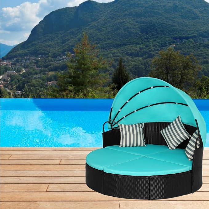 Outdoor Furniture 66in Round Daybed Retractable Canopy Replacement Cover - Image 5