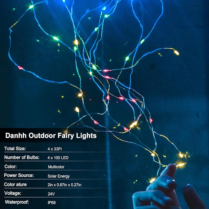 4 Pack Solar Fairy Lights 131.2Ft 400 LED, Twinkle Lights - Image 7