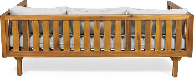 LUMISOL Outdoor Acacia Wood Daybed, Patio 3-Seater Sofa - Image 7
