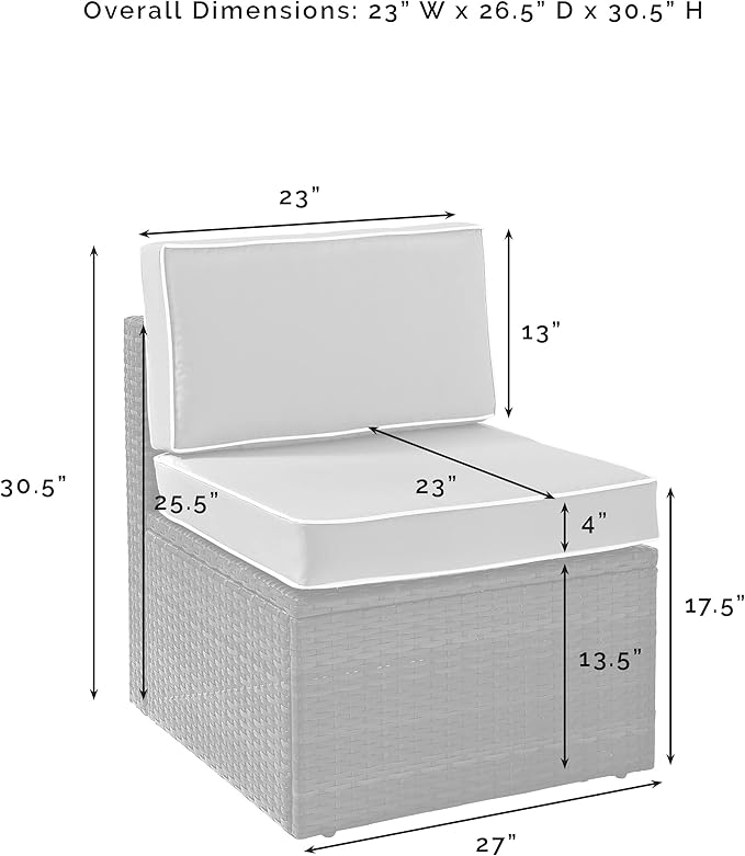 Crosley Furniture Palm Harbor Armless Outdoor Sectional Chair, Wicker Patio - Image 3
