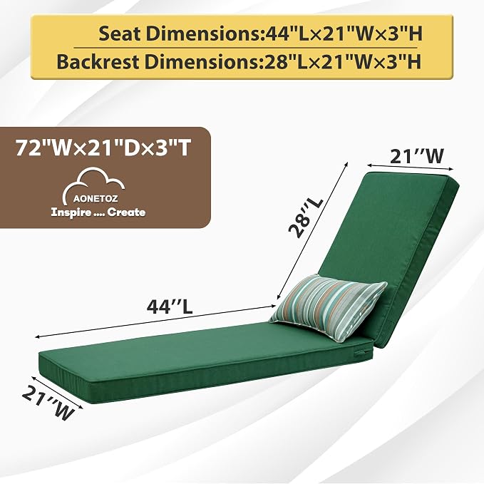 Outdoor Chaise Lounge Cushions, Olefin Lounge Cushion, Rainproof Color - Image 3