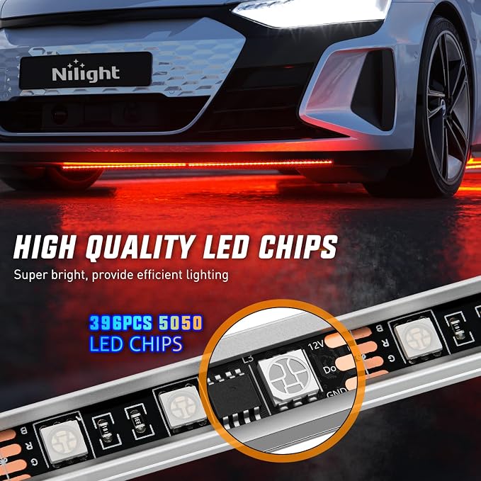 Nilight 8Pcs Aluminum Underglow Neon Accent Strip Lights 396 LEDs RGB Door - Image 3