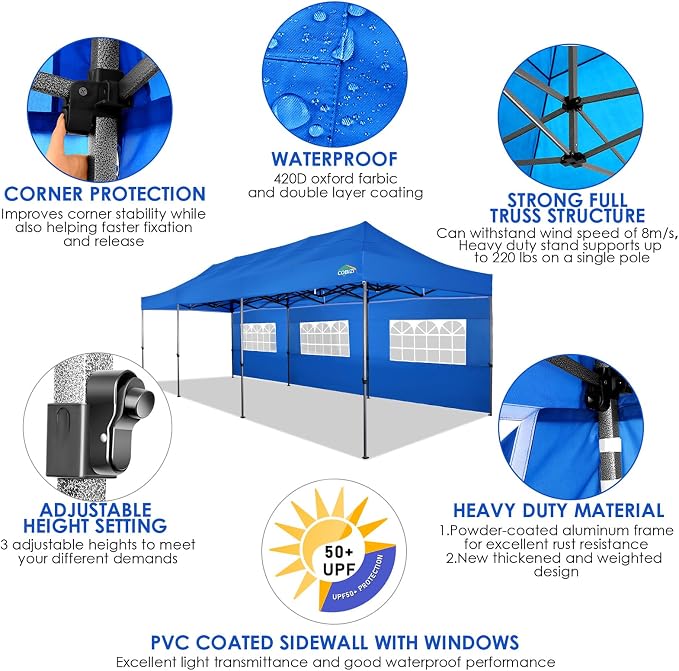 COBIZI 10x30 Heavy Duty Pop up Canopy - Image 4