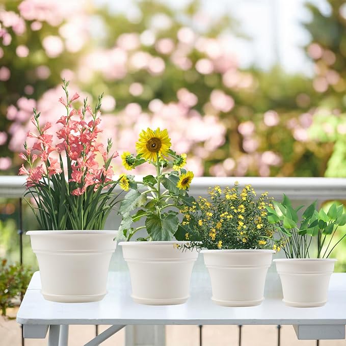 16 inch Plastic-Flower-Pot-for-Indoor-Plants, 4 Pack Large Outdoor Planter Pot - Image 5