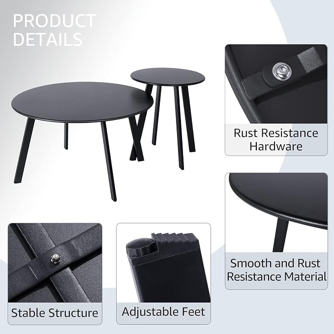 Patio Outdoor Coffee Table Set of 2 - Image 4