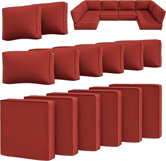 14 Pcs Outdoor Cushion Slipcovers Outdoor Patio Cushion Covers Replacement by Snubbull