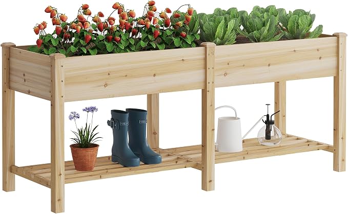 FILWH Raised Garden Bed with Legs Elevated Wooden Planter Box Stand Large by FILWH
