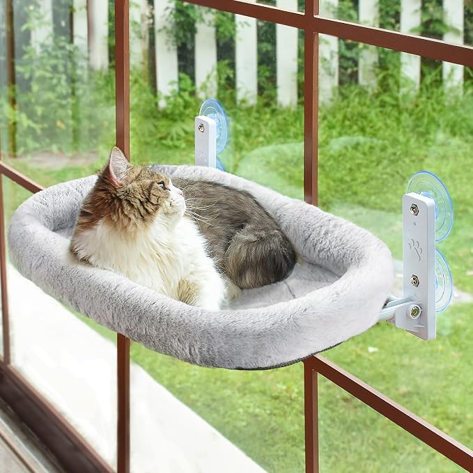 AMOSIJOY Cordless Cat Window Perch, Cat Hammock by AMOSIJOY