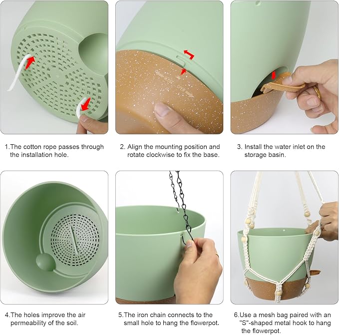 10 inch Self Watering Hanging Planters - Image 4