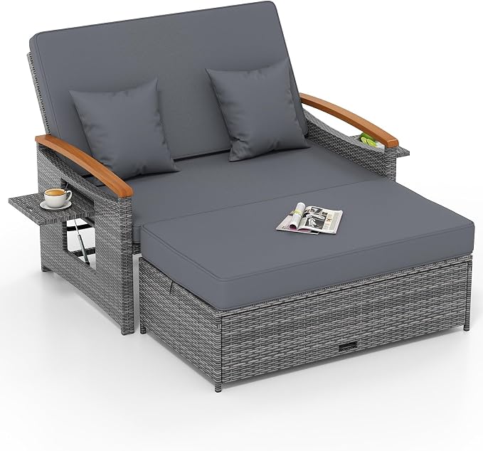 Tangkula Patio Rattan Daybed by TANGKULA