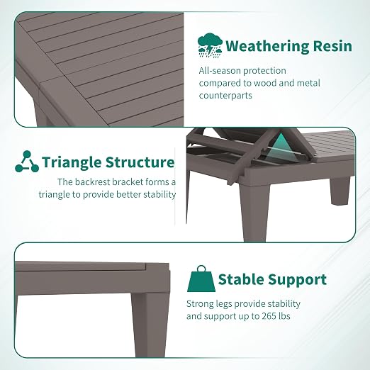 YITAHOME Patio Lounge Chair Set of 4, Outdoor Chaise Lounge - Image 5