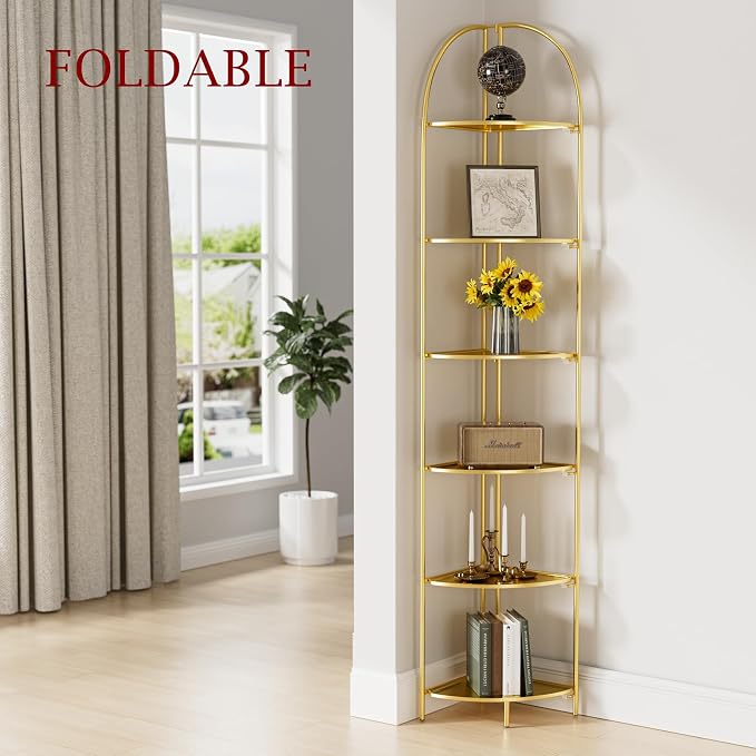 Crofy Foldable 6 Tier Corner Shelf, Metal Corner Plant Stand - Image 2