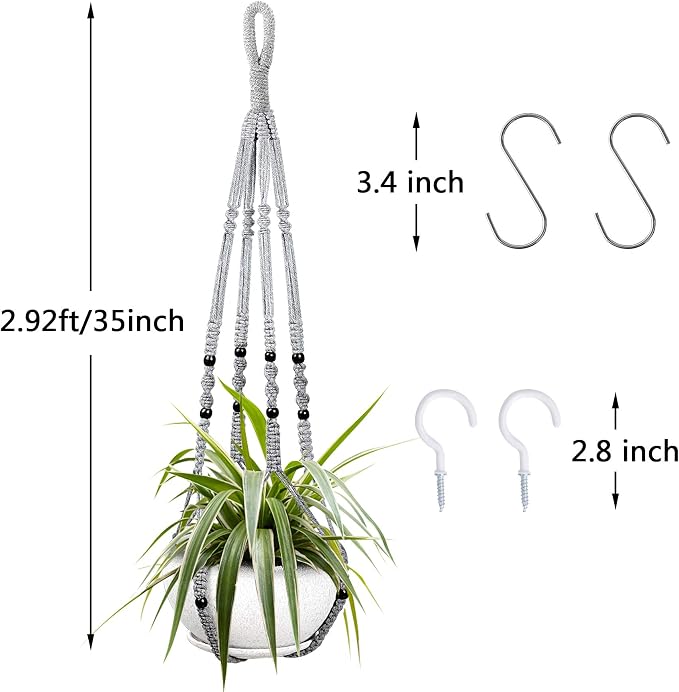 Augshy 2 Packs Macrame Hanging Planter, Indoor Hanging Planter Basket - Image 2